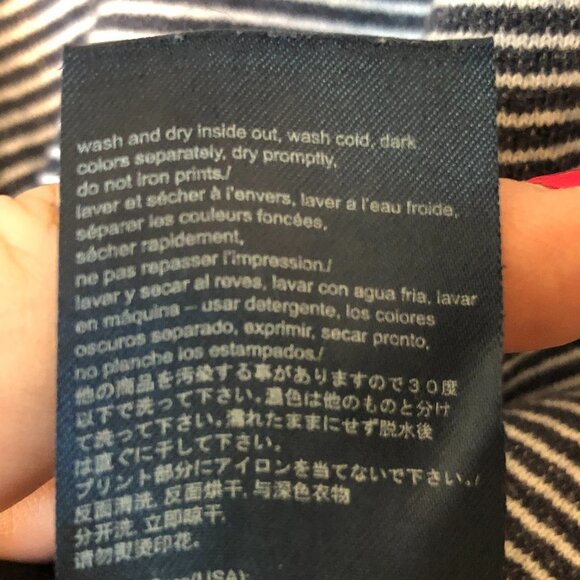 TOMMY HILFIGER Navy & White Stripe Logo French Terry Sweatshirt M - Picture 7 of 9